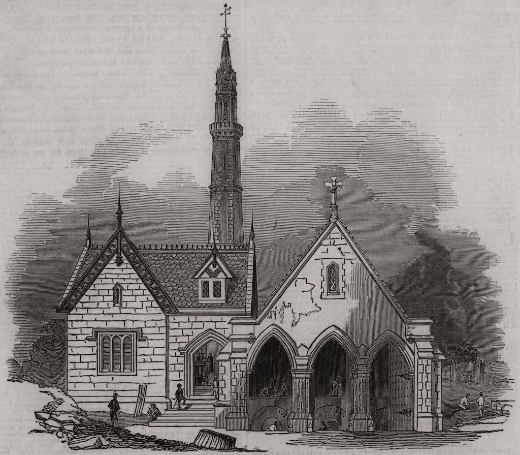 Samuda's Atmospheric Railway: Engine-house, at Croydon. London 1845 old print